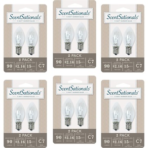 image:imageScentsationals 15 Watt Wax Warmer Bulbs Style C7 Clear 12 PackWhite