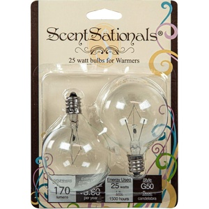 image:imageScentsationals 25 Watt Wax Warmer Bulbs Style G50 Clear 2 PackClear